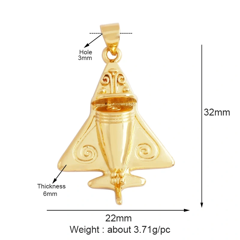 Jet Airplane Quimbaya artifact Colorful Enamel Charm Pendant for Necklace Bracelet Earring, Mens Summer Beach Jewelry Supplies