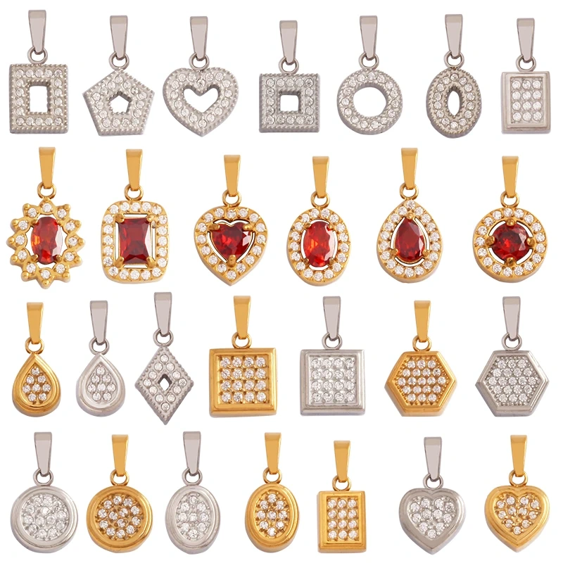Heart Round Oval Rectangle Square Water Drop 316 Stainless Steel Geometry Charm Pendant,DIY Bracelet Necklace Components Supply