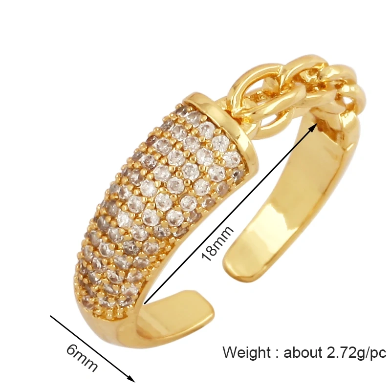 Fashion Cubic Zirconia Geometry Colorful Finger Ring,18K Gold Plated Open Adjustable Rings Charm Jewelry Findings Supplies