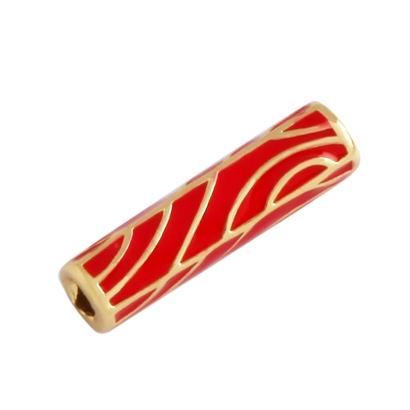 Trendy Colorful Enamel Tube 18K Gold Plated Metal Brass Spacer Beads Bead Knotting Supplies,Women Men's Beading Bracelet Elemens
