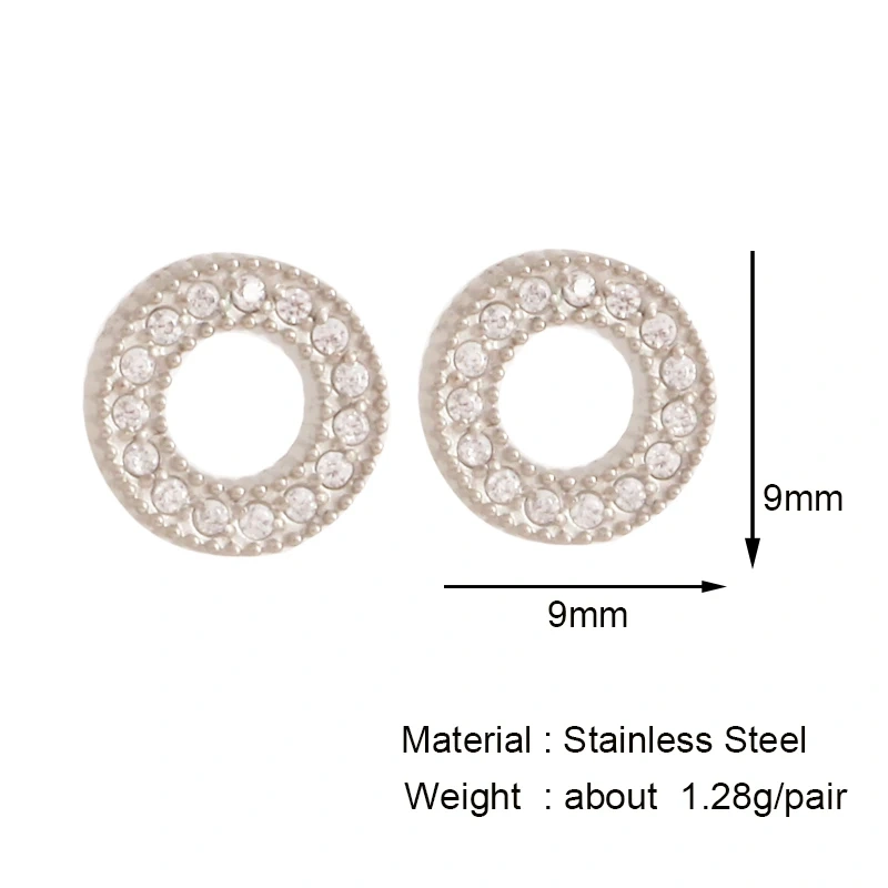 Fashion Love Heart Charm Earring,Rectangle Square Oval Round Geometry Ear Stud,316 Stainless Steel Gold Plated Jewelry Supplies