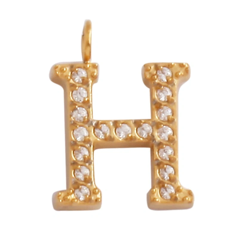 New 316 Stainless Steel Full Zircon Initial Name A-Z Letter Charm Pendant,Bracelet Necklace Jewelry Findings Components Supplies