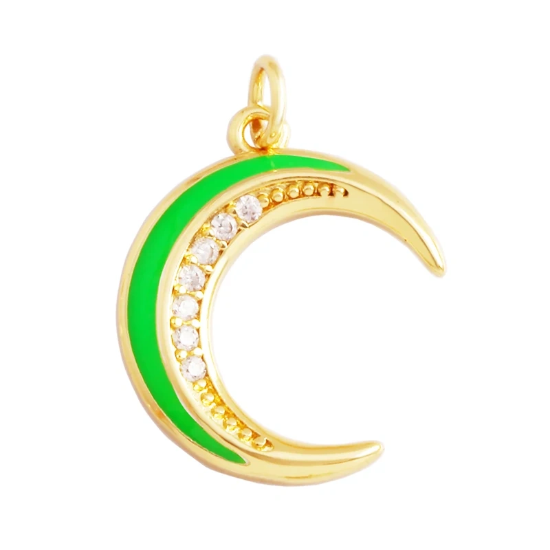 Shining Sun Star Moon Shell Charm Pendant,18K Plated Gold Inlaid Cubic Zirconia Jewelry Findings Necklace Bracelet Supplies