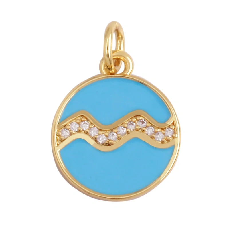 Trendy Zodiac Horoscope Sign Medallion Charm Pendant,18K Gold Plated Colorful Enamel Necklace Bracelet Jewelry Making Supplies