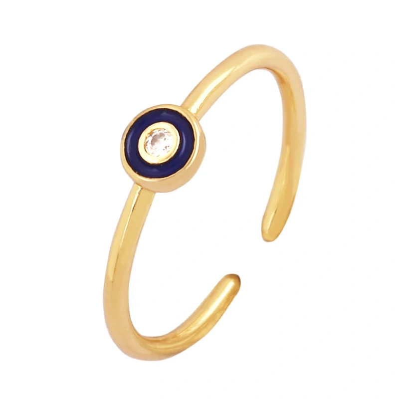Fashion Colorful Eye Water Drop Shape Finger Ring,18K Gold Plated Zircon Open Adjustable Rings Charm Jewelry Findings Supplies