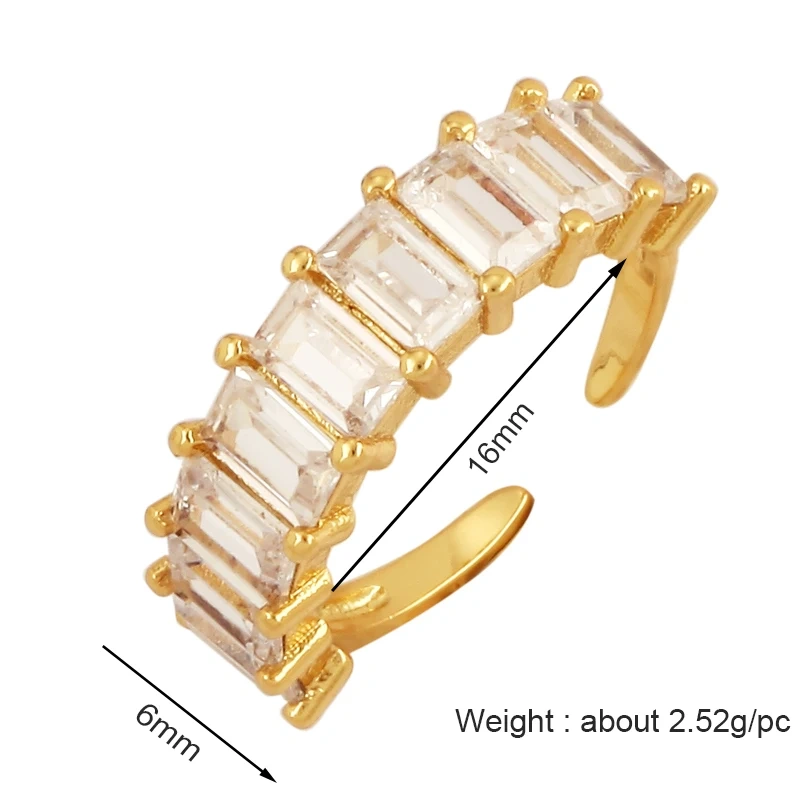 Fashion Cubic Zirconia Geometry Colorful Finger Ring,18K Gold Plated Open Adjustable Rings Charm Jewelry Findings Supplies