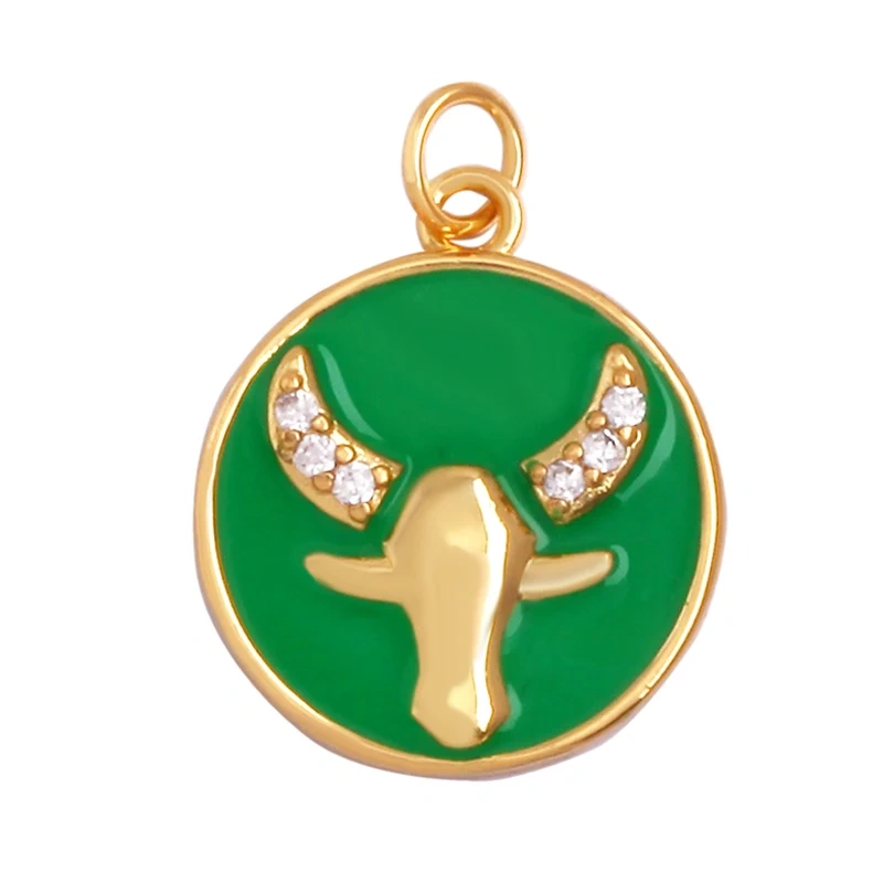 Trendy Zodiac Horoscope Sign Medallion Charm Pendant,18K Gold Plated Colorful Enamel Necklace Bracelet Jewelry Making Supplies