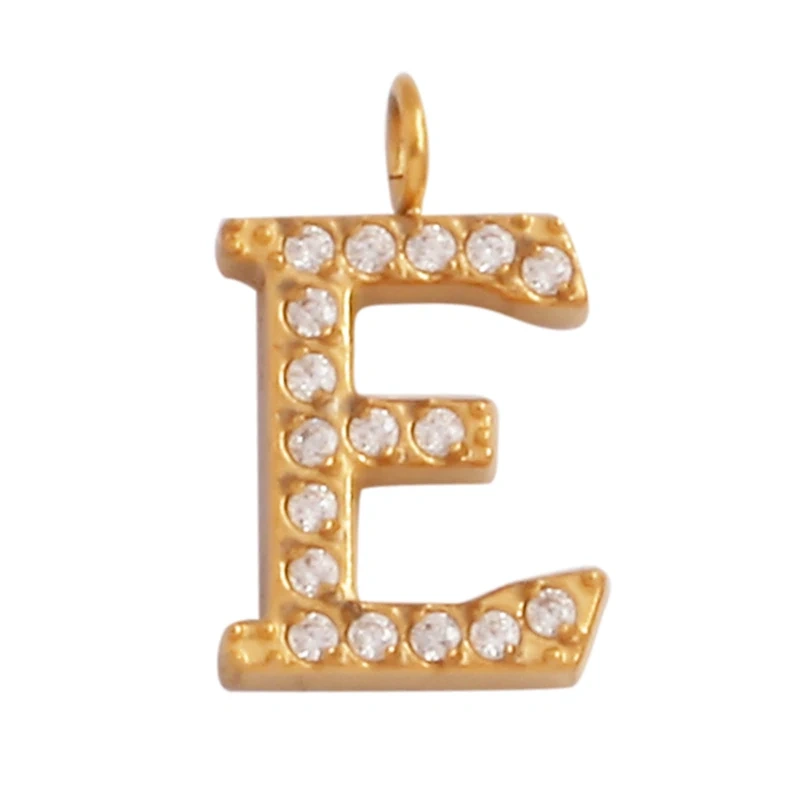 New 316 Stainless Steel Full Zircon Initial Name A-Z Letter Charm Pendant,Bracelet Necklace Jewelry Findings Components Supplies
