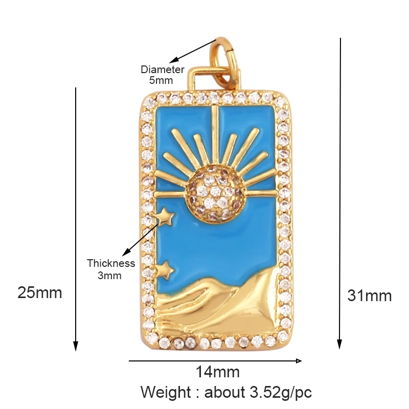 Compass Shining Sun Moon Star Shell Charm Pendant,18K Plated Gold Inlaid Cubic Zirconia Jewelry Necklace Bracelet Supplies