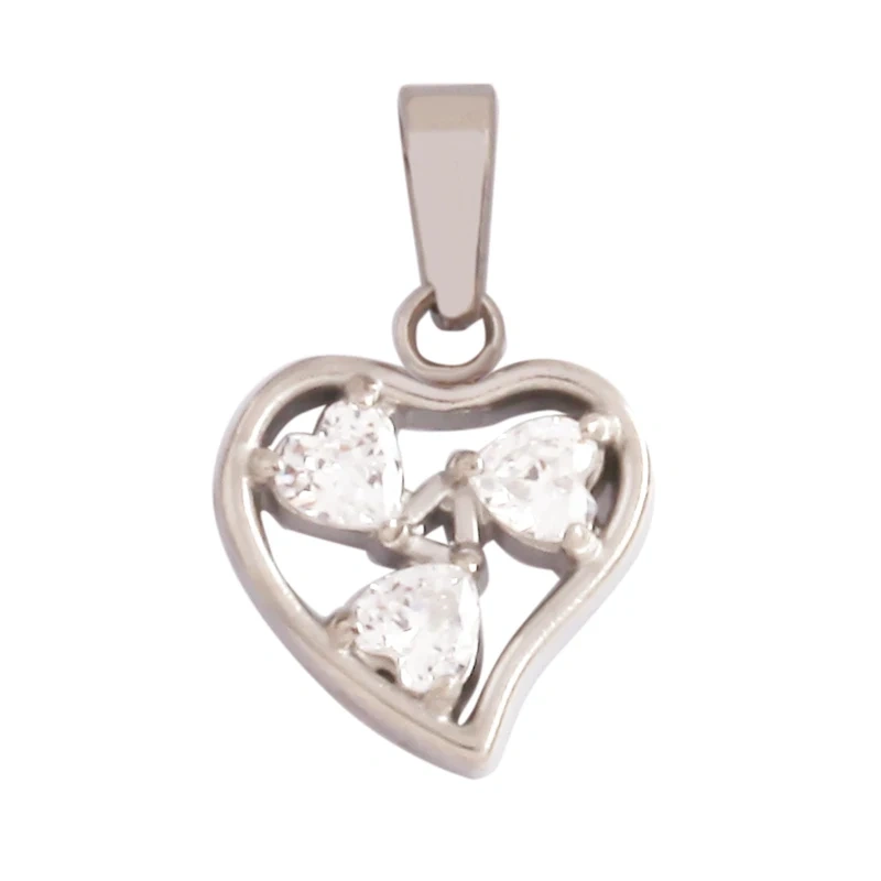 Fashion Love Heart 316 Stainless Steel Cubic Zirconia Geometry Charm Pendant,Jewelry Findings Bracelet Necklace Supplies