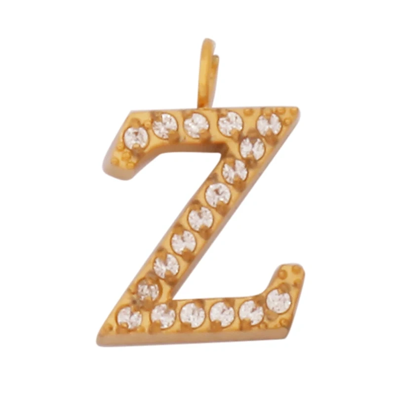 New 316 Stainless Steel Full Zircon Initial Name A-Z Letter Charm Pendant,Bracelet Necklace Jewelry Findings Components Supplies