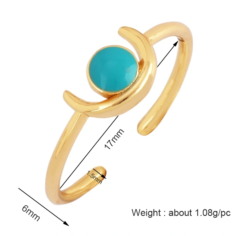 Fashion Cubic Zirconia Geometry Colorful Finger Ring,18K Gold Plated Open Adjustable Rings Charm Jewelry Findings Supplies