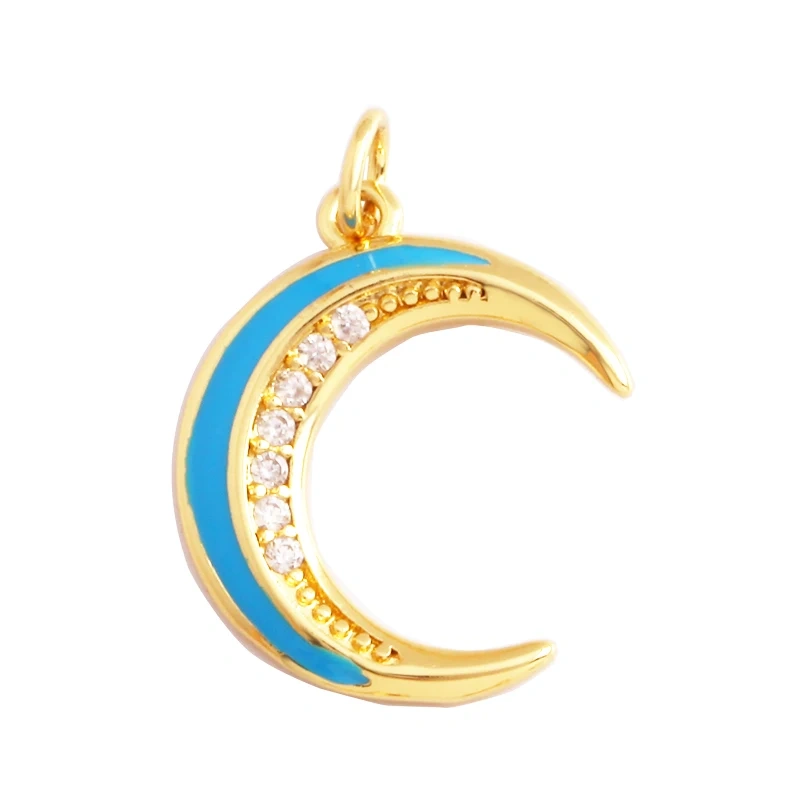 Shining Sun Star Moon Shell Charm Pendant,18K Plated Gold Inlaid Cubic Zirconia Jewelry Findings Necklace Bracelet Supplies