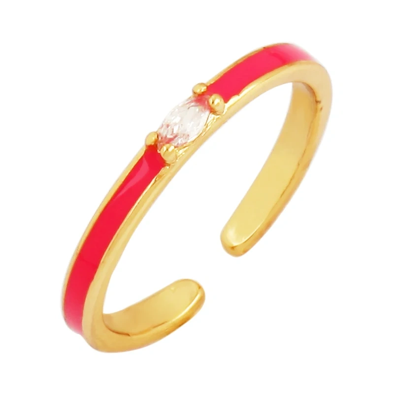 Unique Style Fashion Colorful Geometry Finger Ring,18K Gold Plated Zircon Open Adjustable Rings Charm Jewelry Findings Supplies