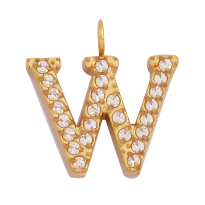 New 316 Stainless Steel Full Zircon Initial Name A-Z Letter Charm Pendant,Bracelet Necklace Jewelry Findings Components Supplies