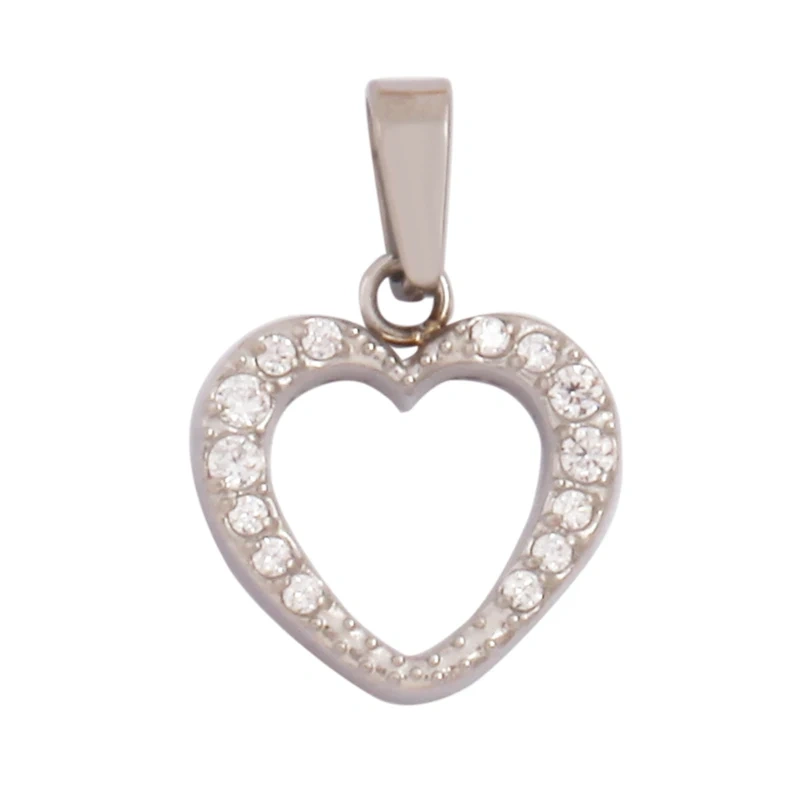 Fashion Love Heart 316 Stainless Steel Cubic Zirconia Geometry Charm Pendant,Jewelry Findings Bracelet Necklace Supplies