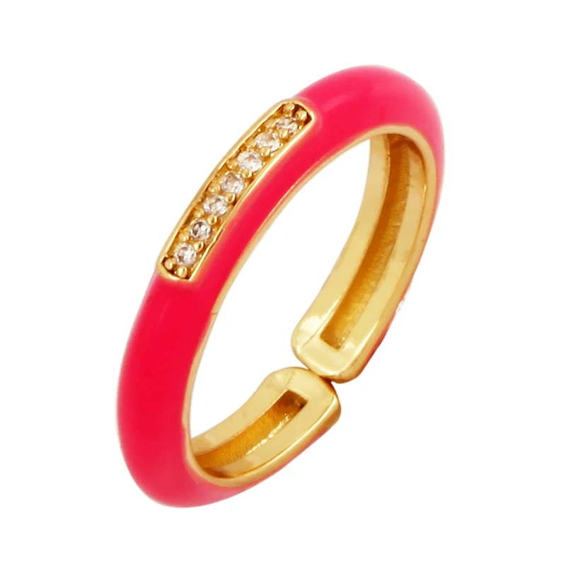 Fashion Colorful Eye Water Drop Shape Finger Ring,18K Gold Plated Zircon Open Adjustable Rings Charm Jewelry Findings Supplies