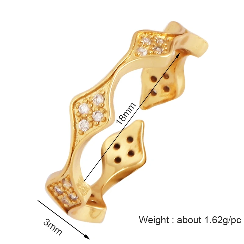 Fashion Colorful Eye Water Drop Shape Finger Ring,18K Gold Plated Zircon Open Adjustable Rings Charm Jewelry Findings Supplies