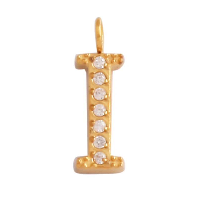 New 316 Stainless Steel Full Zircon Initial Name A-Z Letter Charm Pendant,Bracelet Necklace Jewelry Findings Components Supplies