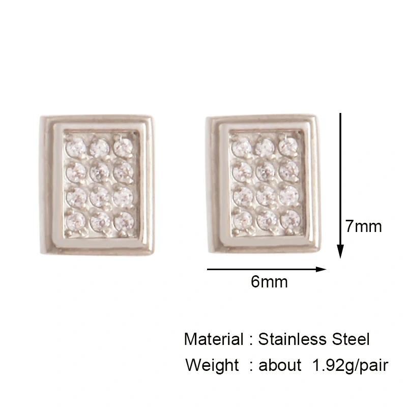 Fashion Love Heart Charm Earring,Rectangle Square Oval Round Geometry Ear Stud,316 Stainless Steel Gold Plated Jewelry Supplies