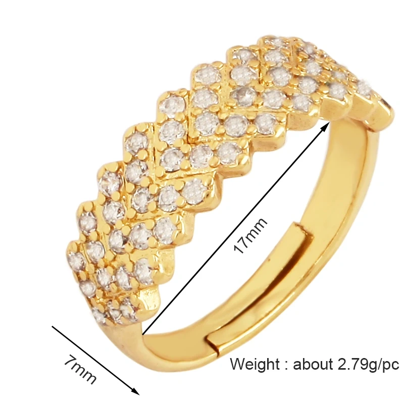 Fashion Cubic Zirconia Geometry Colorful Finger Ring,18K Gold Plated Open Adjustable Rings Charm Jewelry Findings Supplies