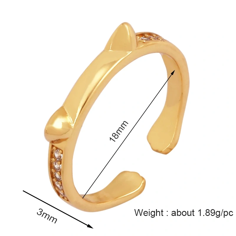 Fashion Cubic Zirconia Geometry Colorful Finger Ring,18K Gold Plated Open Adjustable Rings Charm Jewelry Findings Supplies