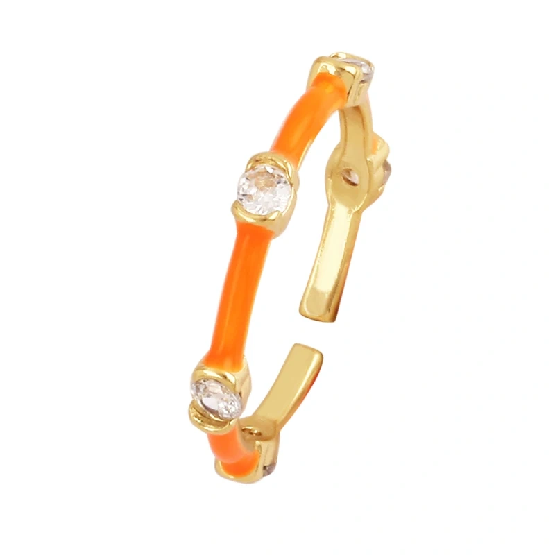 Unique Style Fashion Colorful Geometry Finger Ring,18K Gold Plated Zircon Open Adjustable Rings Charm Jewelry Findings Supplies