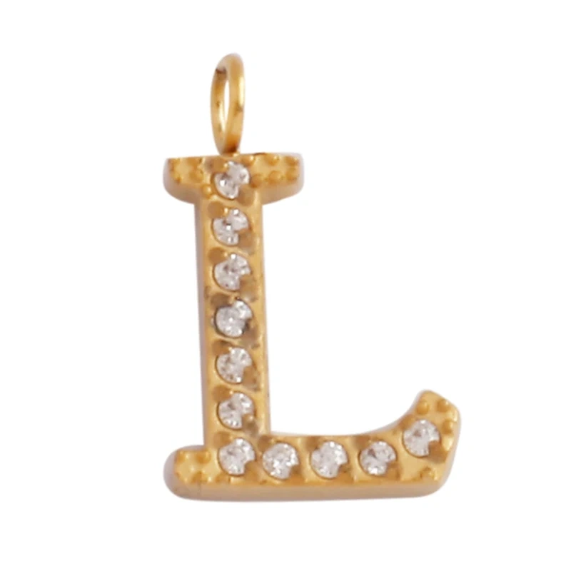 New 316 Stainless Steel Full Zircon Initial Name A-Z Letter Charm Pendant,Bracelet Necklace Jewelry Findings Components Supplies