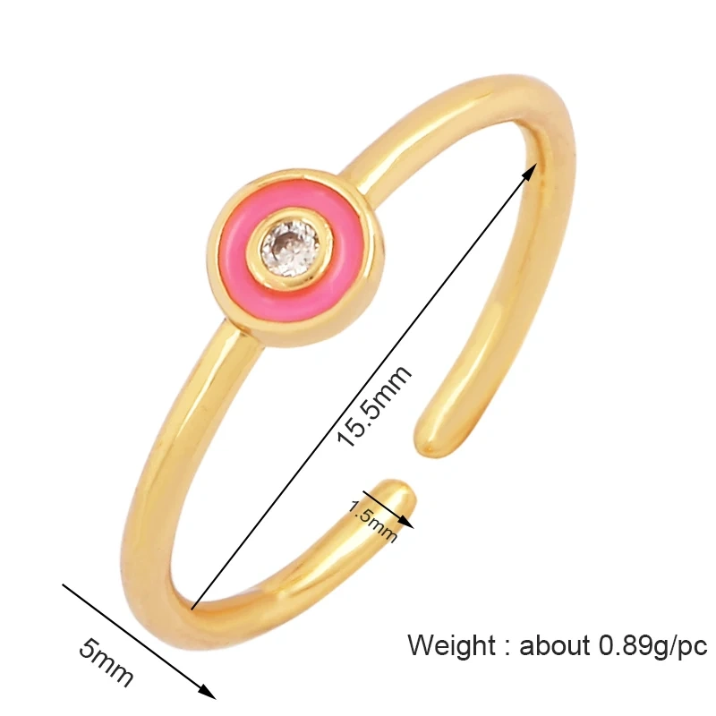 Fashion Colorful Eye Water Drop Shape Finger Ring,18K Gold Plated Zircon Open Adjustable Rings Charm Jewelry Findings Supplies