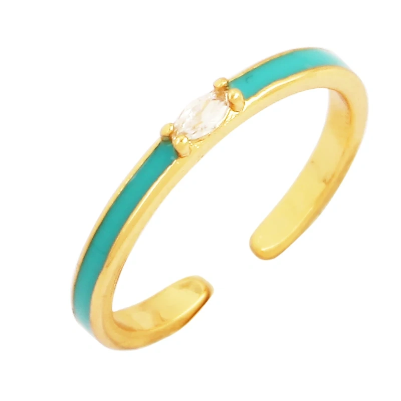 Unique Style Fashion Colorful Geometry Finger Ring,18K Gold Plated Zircon Open Adjustable Rings Charm Jewelry Findings Supplies