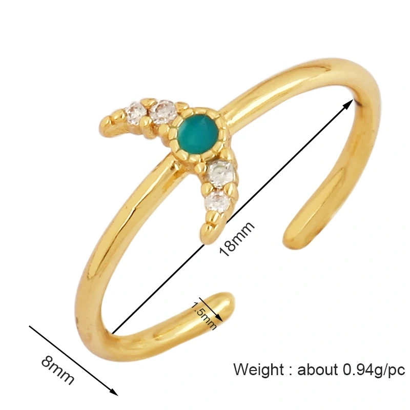 Fashion Cubic Zirconia Geometry Colorful Finger Ring,18K Gold Plated Open Adjustable Rings Charm Jewelry Findings Supplies