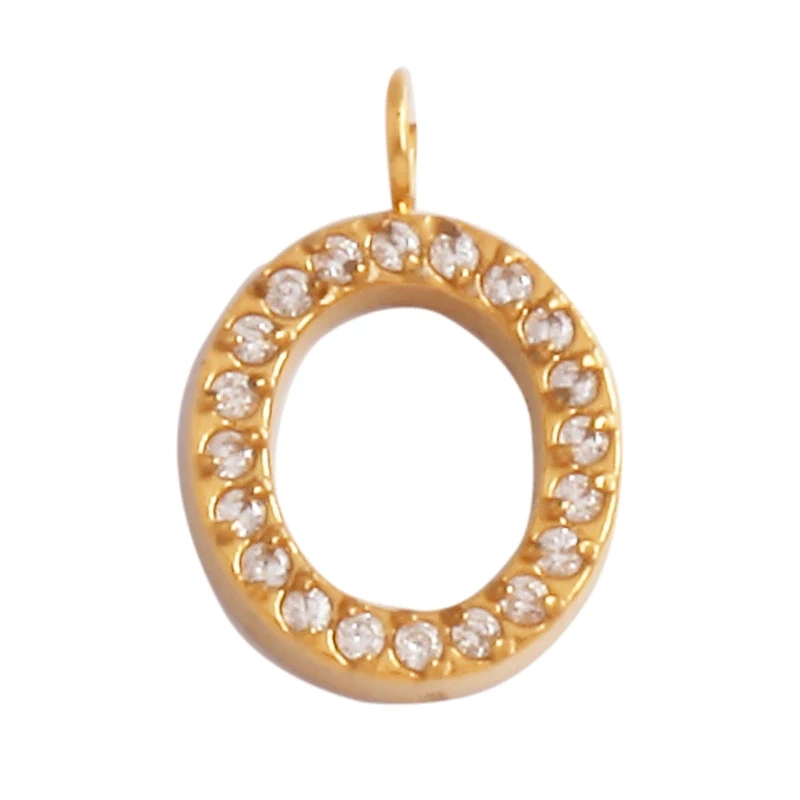 New 316 Stainless Steel Full Zircon Initial Name A-Z Letter Charm Pendant,Bracelet Necklace Jewelry Findings Components Supplies