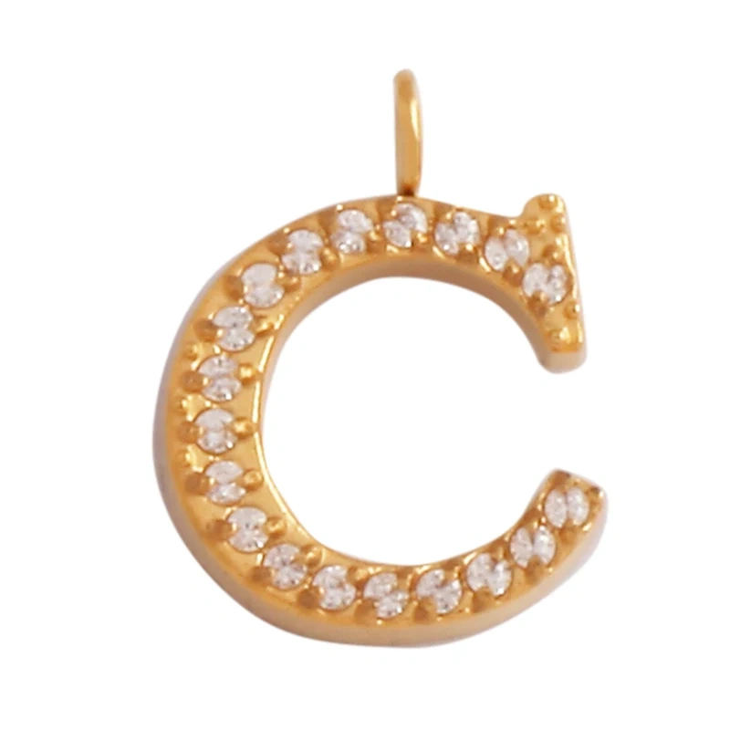 New 316 Stainless Steel Full Zircon Initial Name A-Z Letter Charm Pendant,Bracelet Necklace Jewelry Findings Components Supplies