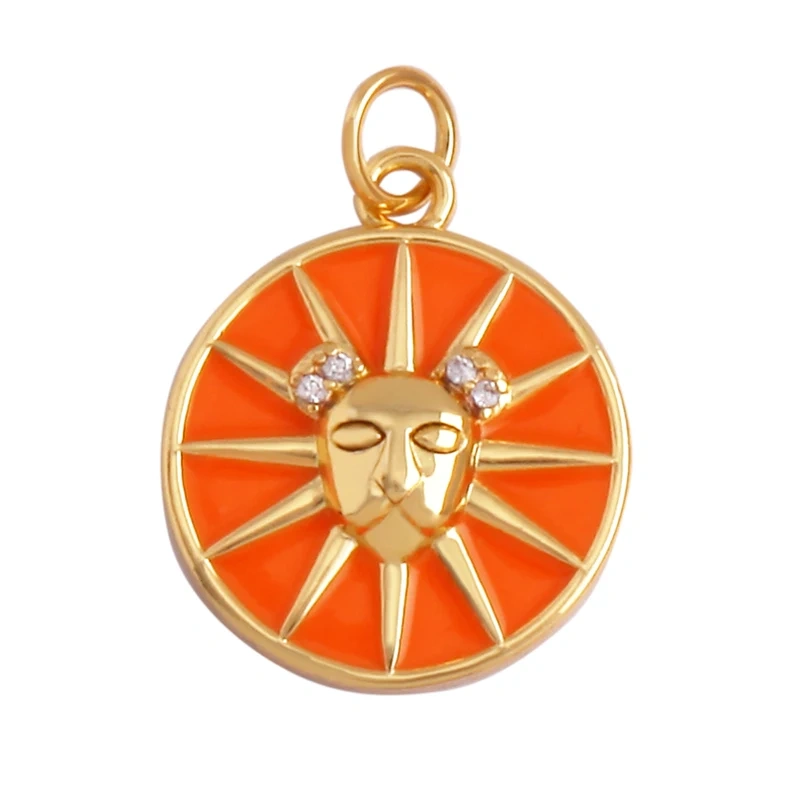 Trendy Zodiac Horoscope Sign Medallion Charm Pendant,18K Gold Plated Colorful Enamel Necklace Bracelet Jewelry Making Supplies