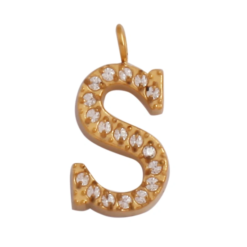 New 316 Stainless Steel Full Zircon Initial Name A-Z Letter Charm Pendant,Bracelet Necklace Jewelry Findings Components Supplies