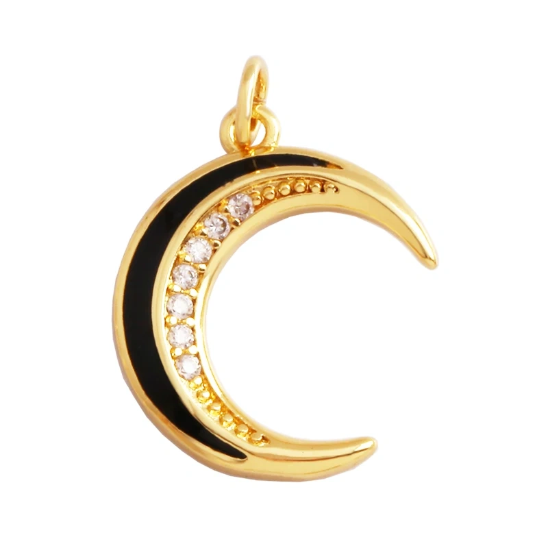 Shining Sun Star Moon Shell Charm Pendant,18K Plated Gold Inlaid Cubic Zirconia Jewelry Findings Necklace Bracelet Supplies