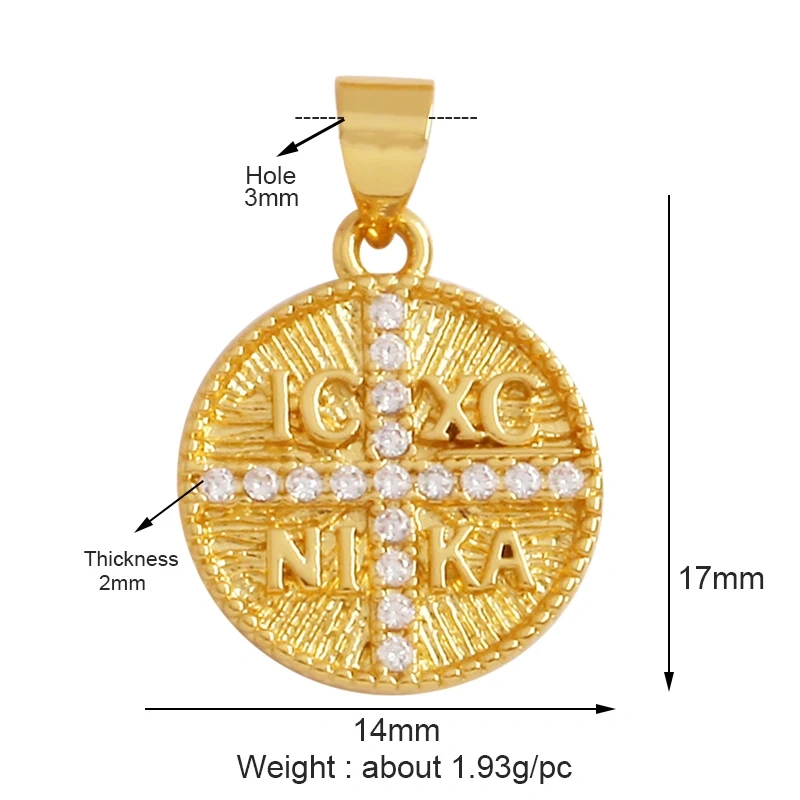 Holy Religious Style Virgin Mary Jesus Geometry Charm Pendant,18K Gold Inlaid Cubic Zirconia Jewelry Necklace Accessories Supply