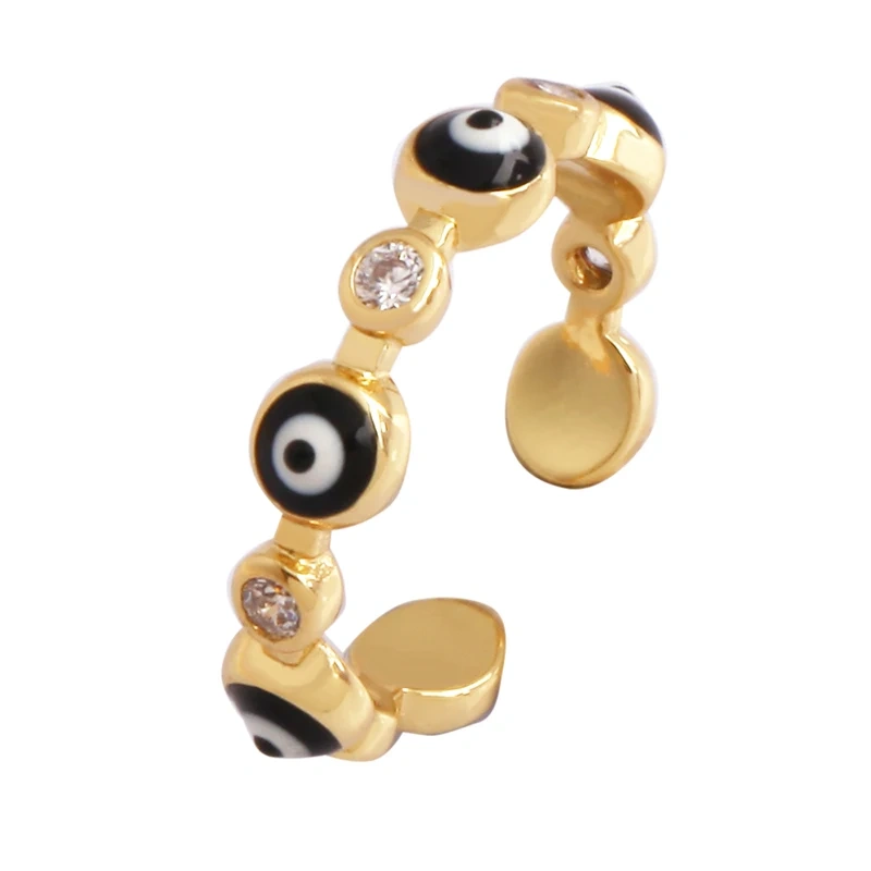Fashion Colorful Eye Water Drop Shape Finger Ring,18K Gold Plated Zircon Open Adjustable Rings Charm Jewelry Findings Supplies