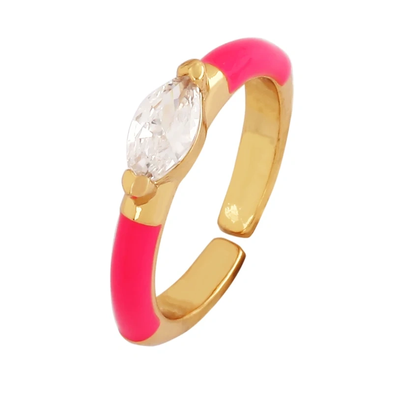 Fashion Cubic Zirconia Geometry Colorful Finger Ring,18K Gold Plated Open Adjustable Rings Charm Jewelry Findings Supplies