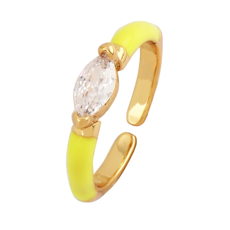 Fashion Cubic Zirconia Geometry Colorful Finger Ring,18K Gold Plated Open Adjustable Rings Charm Jewelry Findings Supplies