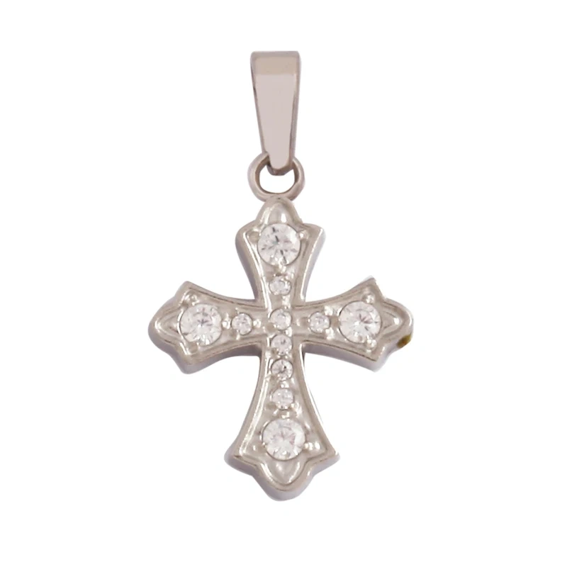 Religious Style Cross Charm Pendant,316 Stainless Steel Cubic Zirconia Jewelry Findings Necklace Bracelet Accessories Supplies