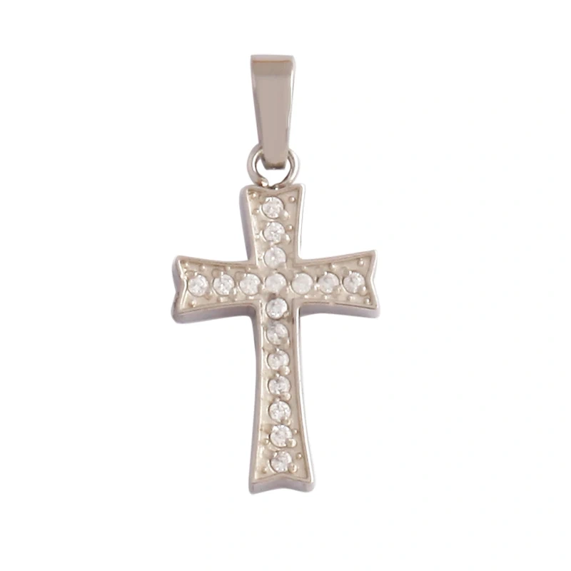 Religious Style Cross Charm Pendant,316 Stainless Steel Cubic Zirconia Jewelry Findings Necklace Bracelet Accessories Supplies