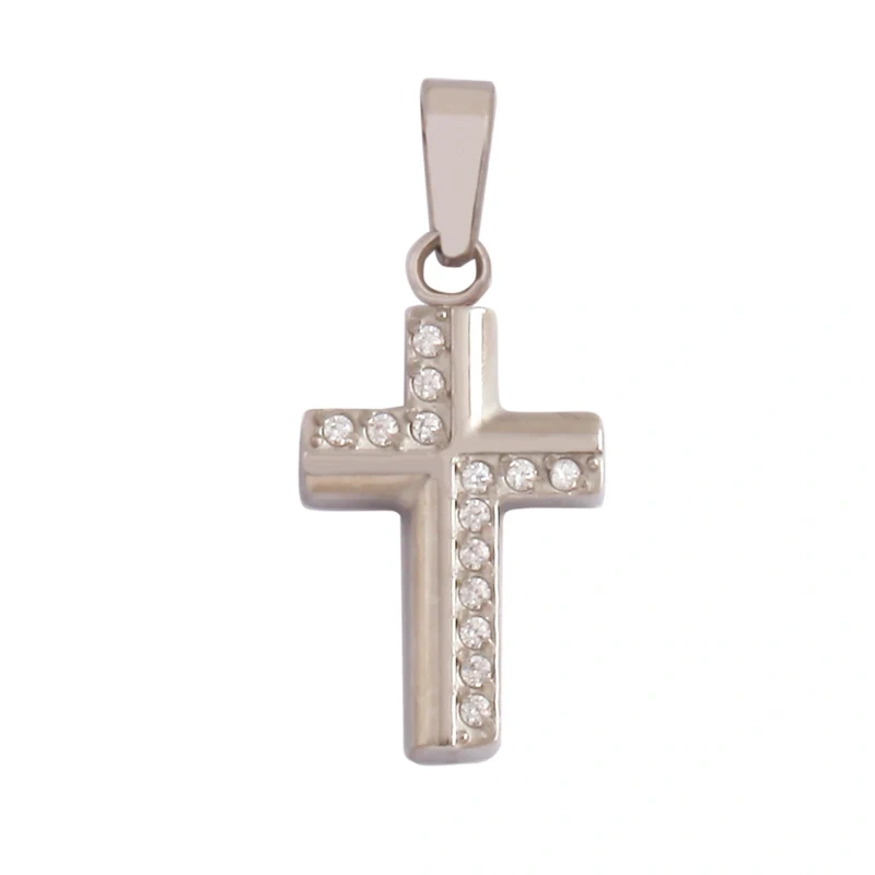 Religious Style Cross Charm Pendant,316 Stainless Steel Cubic Zirconia Jewelry Findings Necklace Bracelet Accessories Supplies