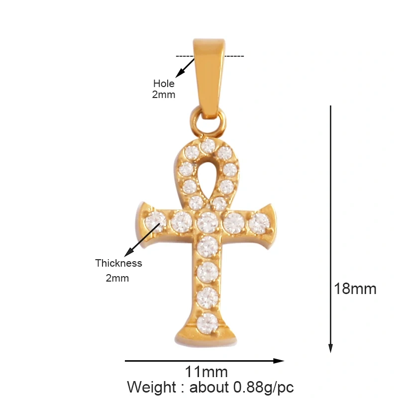 Religious Style Cross Charm Pendant,316 Stainless Steel Cubic Zirconia Jewelry Findings Necklace Bracelet Accessories Supplies