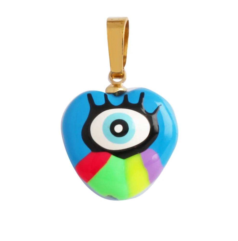 Trendy Unique Colourful Turkish Evil Luck Eye Charm Pendant,Love Heart DIY Bracelet Necklace Connector Components Supplies