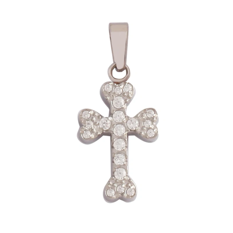 Religious Style Cross Charm Pendant,316 Stainless Steel Cubic Zirconia Jewelry Findings Necklace Bracelet Accessories Supplies