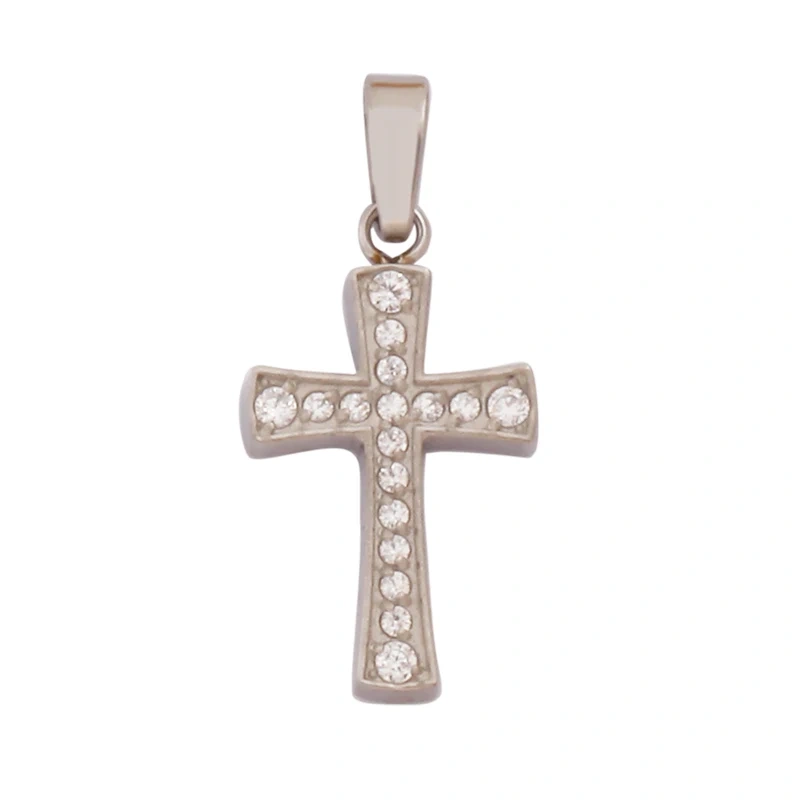 Religious Style Cross Charm Pendant,316 Stainless Steel Cubic Zirconia Jewelry Findings Necklace Bracelet Accessories Supplies