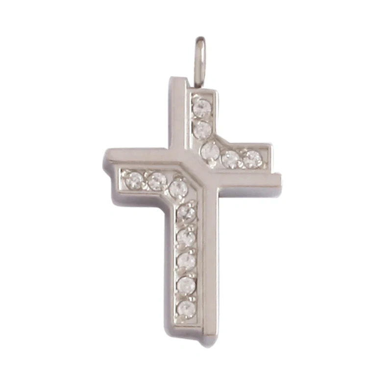 Religious Style Cross Charm Pendant,316 Stainless Steel Cubic Zirconia Jewelry Findings Necklace Bracelet Accessories Supplies