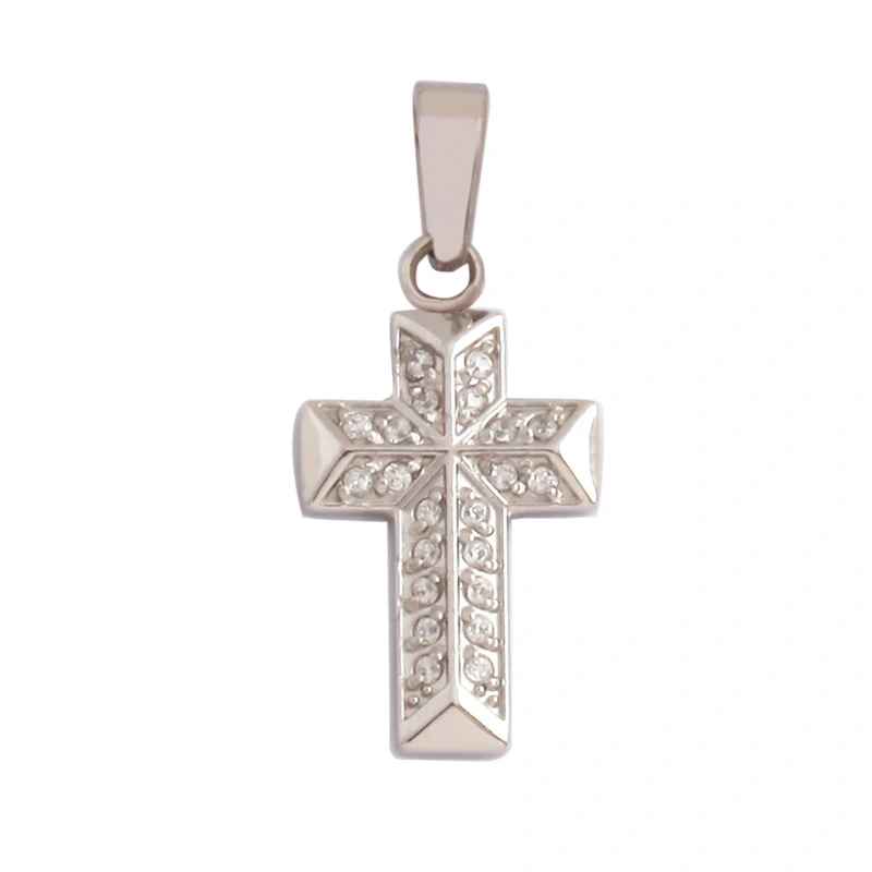 Religious Style Cross Charm Pendant,316 Stainless Steel Cubic Zirconia Jewelry Findings Necklace Bracelet Accessories Supplies
