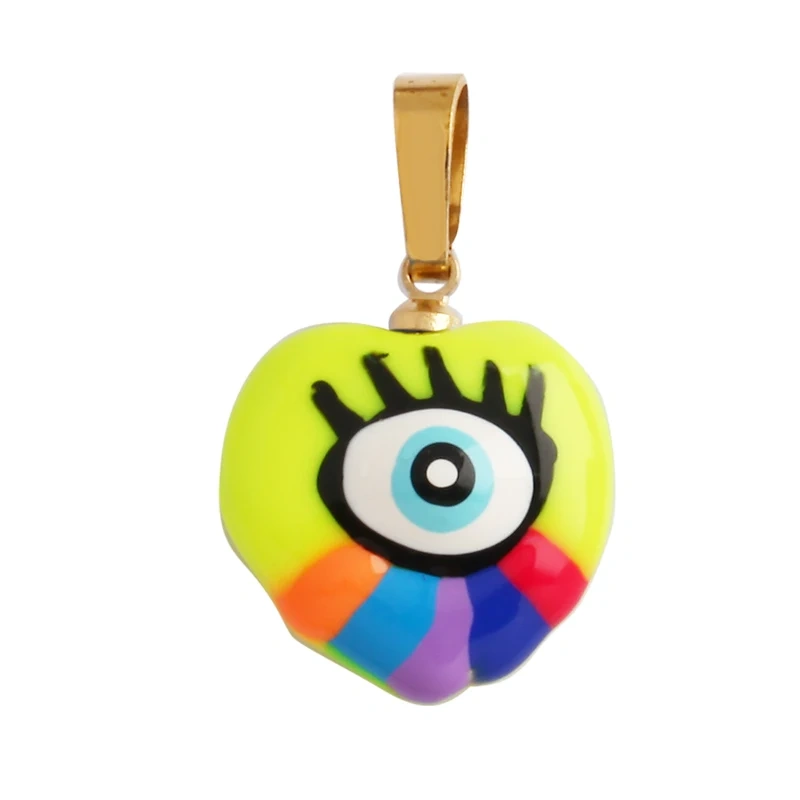 Trendy Unique Colourful Turkish Evil Luck Eye Charm Pendant,Love Heart DIY Bracelet Necklace Connector Components Supplies